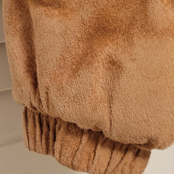Bubble Bomber Jacket Genuine Suede Tan Size XS - Picture 2 of 16